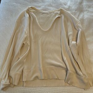 Free People Coraline Waffle Knit V-Neck Long Sleeve Thermal